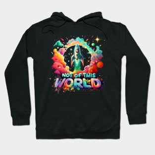 "Not of this World" - Rocket in neon Space Hoodie